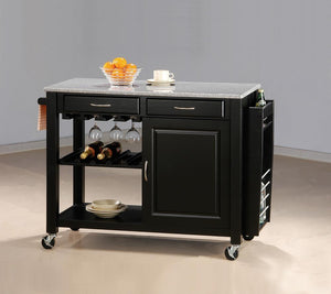 Ryan - Kitchen Cart With Granite Top - Black