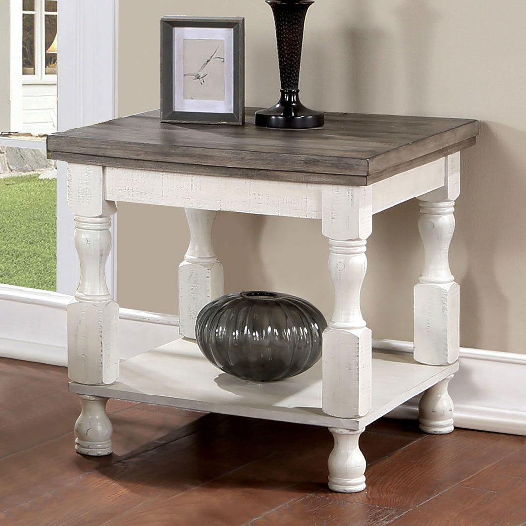 Calandra - End Table - Antique White / Gray