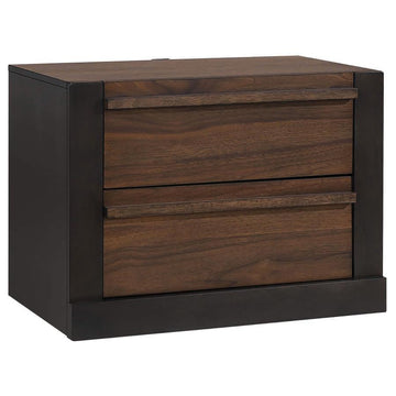 Azalia - 2-Drawer Nightstand - Black And Walnut