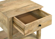 Russo - 2-Drawer Accent Table With Open Shelf - Natural Mango