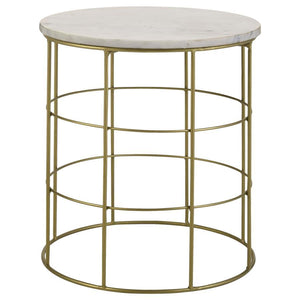 Heloisa - Round Accent Table With Marble Top - White