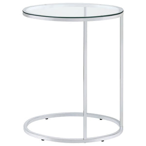 Kyle - Oval Snack Table - Chrome And Clear