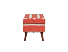 Noah - Upholstered Storage Bench - Orange and Beige