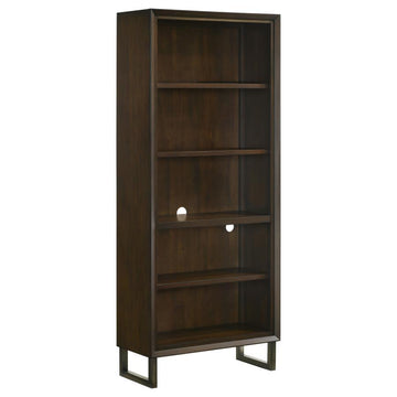 Marshall - 4-Shelf Bookcase - Dark Walnut And Gunmetal