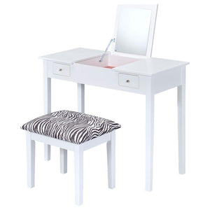 Seline - 2-Piece Vanity Set - White and Zebra