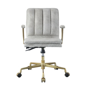 Damir - Office Chair - Vintage White Top Grain Leather & Chrome