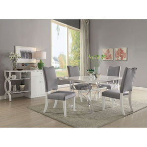 Martinus - Dining Table - White High Gloss & Clear Acrylic