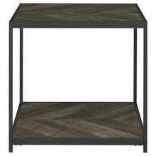 Beckley - Chevron End Table - Rustic Gray Herringbone