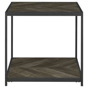 Beckley - Chevron End Table - Rustic Gray Herringbone