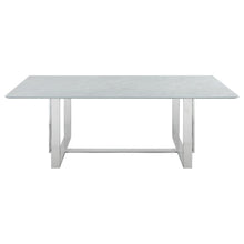 Annika - Rectangular Glass Top Dining Table - White and Chrome