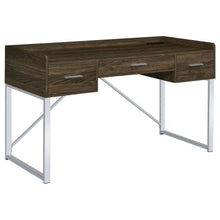 Angelica - 3-Drawer Writing Desk - Walnut And Chrome