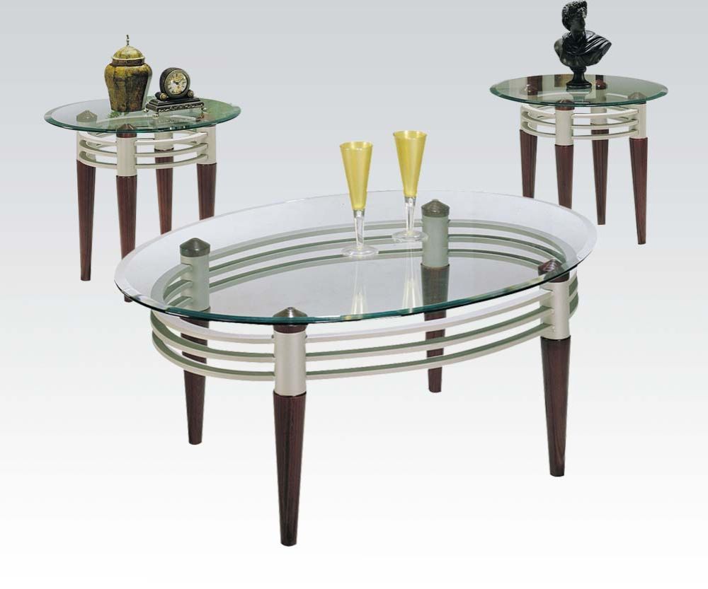Marseille - Coffee Table - Cherry, Silver & Clear Glass