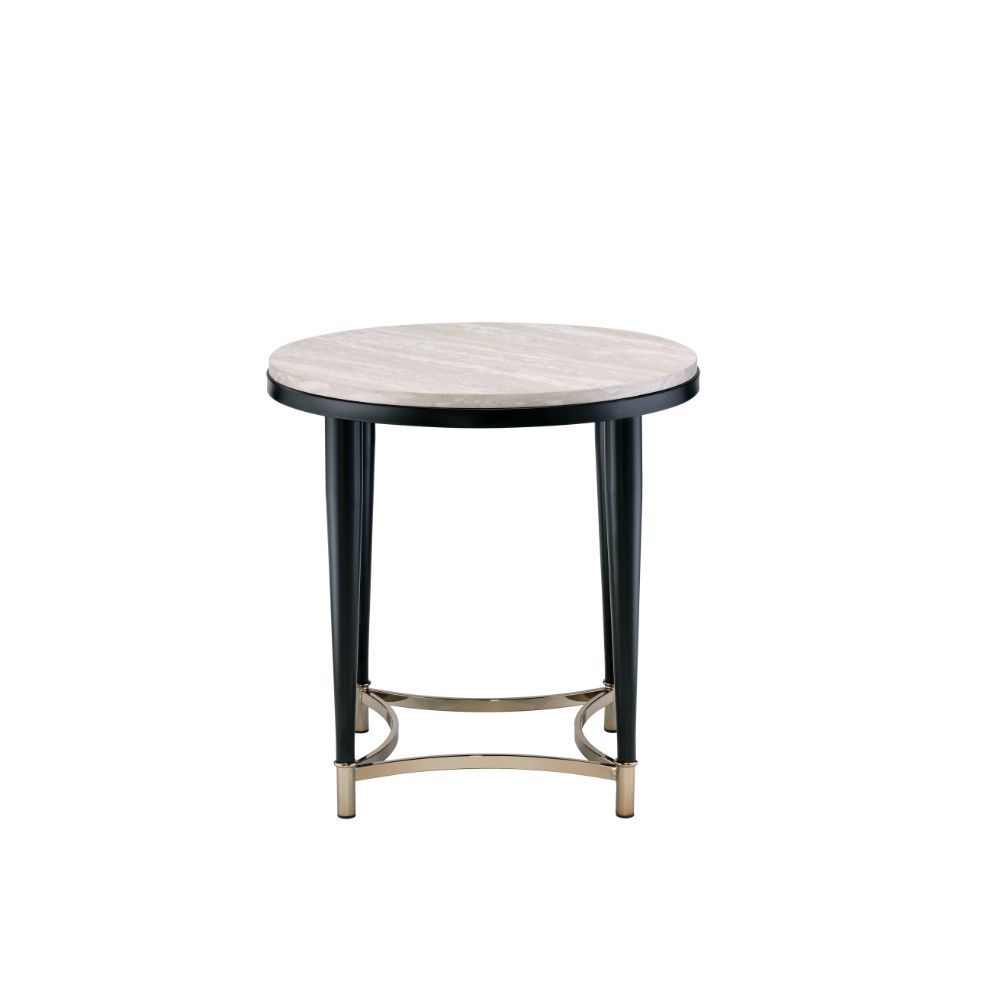 Ayser - End Table - White Washed & Black