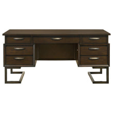 Marshall - 6-Drawer Executive Desk - Dark Walnut And Gunmetal