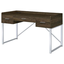 Angelica - 3-Drawer Writing Desk - Walnut And Chrome