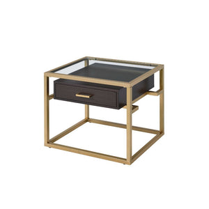 Yumia - End Table - Gold & Clear Glass