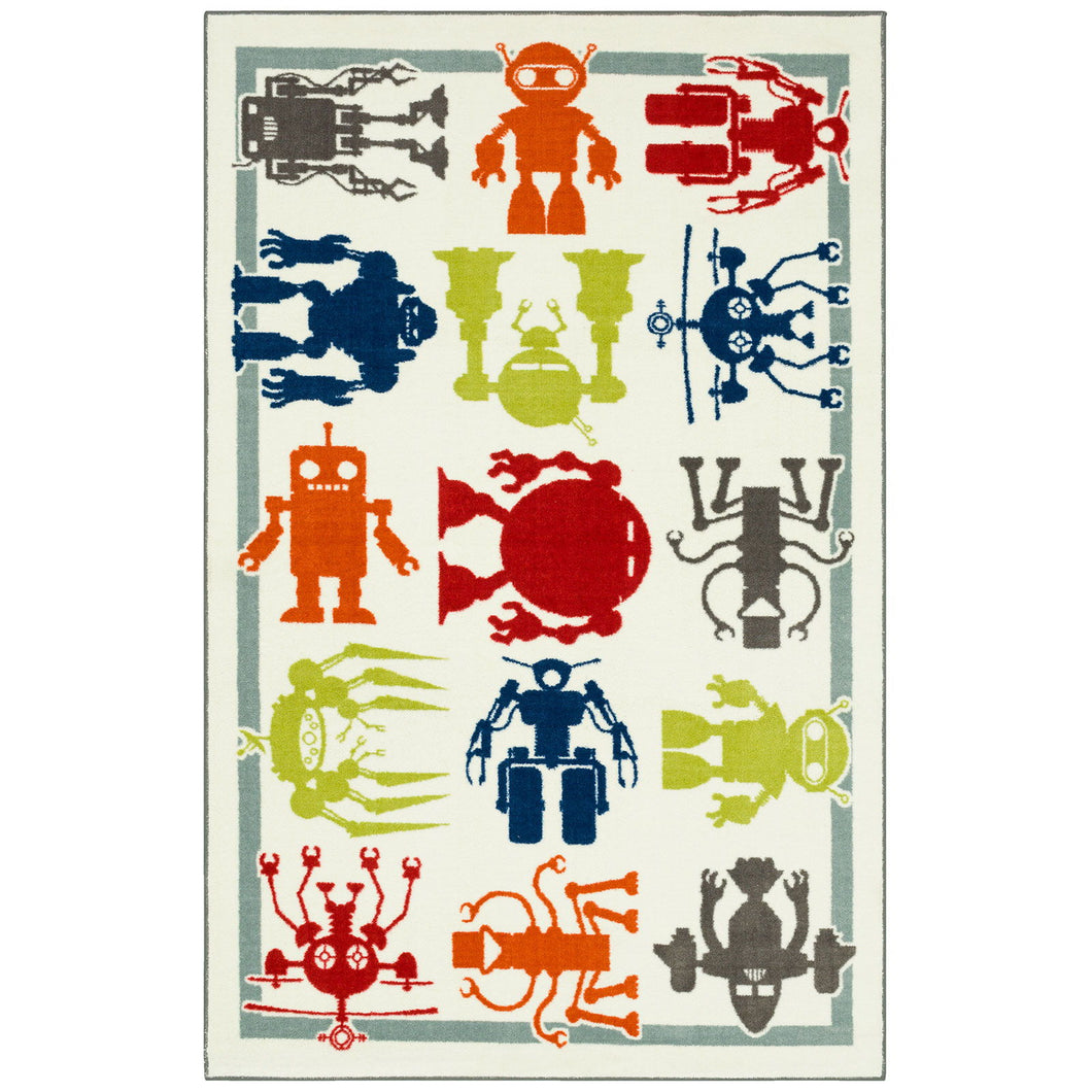 Baron - 5' x 8' Area Rug Robots - Multi / Ivory