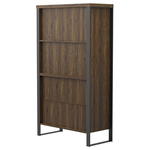 Pattinson - 2-Door Rectangular Bookcase - Aged Walnut And Gunmetal