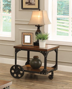 Shepherd - End Table With Casters - Rustic Brown