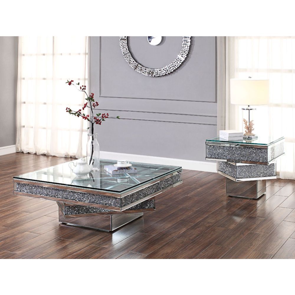 Noralie - Coffee Table - Mirrored & Faux Diamonds - 17