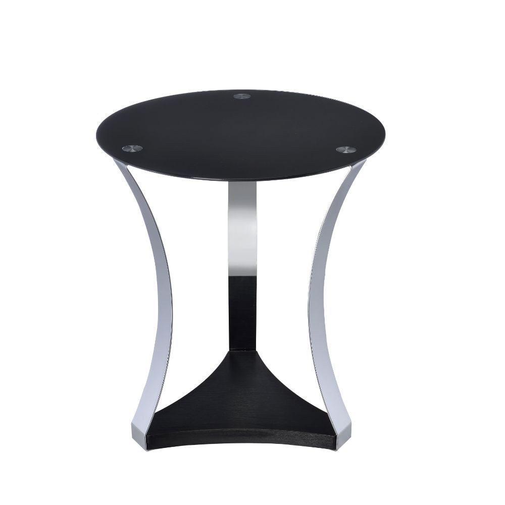 Geiger - End Table - Chrome & Black Glass