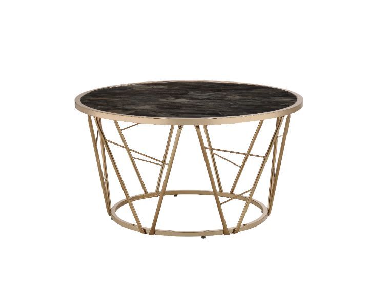 Cicatrix - Coffee Table - Faux Black Marble Glass & Champagne Finish