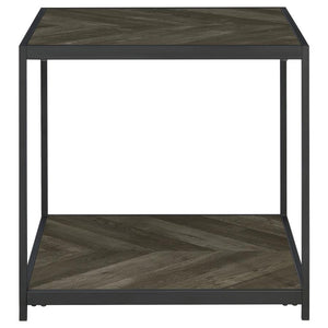 Beckley - Chevron End Table - Rustic Gray Herringbone