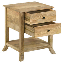 Russo - 2-Drawer Accent Table With Open Shelf - Natural Mango