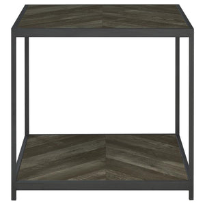 Beckley - Chevron End Table - Rustic Gray Herringbone