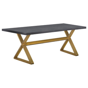 Conway - X-Trestle Base Dining Table - Dark Walnut and Aged Gold