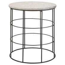 Halona - Round Accent Table With Marble Top - White