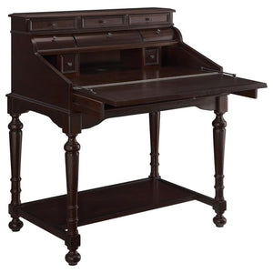 Milo - 10-Drawer Secretary Desk - WArm - Brown