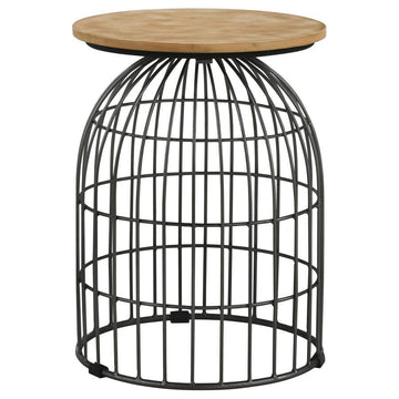 Bernardo - Round Wire Frame Side Table - Natural And Gunmetal