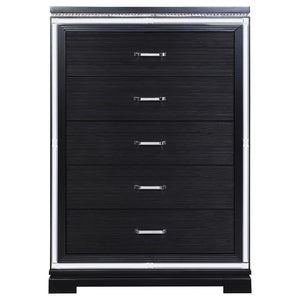 Cappola - Rectangular 5-Drawer Chest - Silver And Black