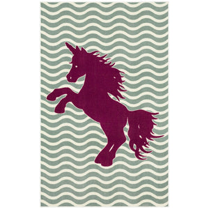 Baron - 5' x 8' Area Rug Horse - Sage Green / Fuchsia