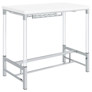 Norcrest - Pub Height Bar Table With Acrylic Legs And Wine Storage - White High Gloss