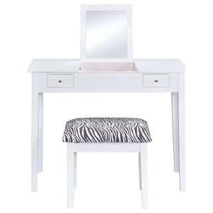 Seline - 2-Piece Vanity Set - White and Zebra