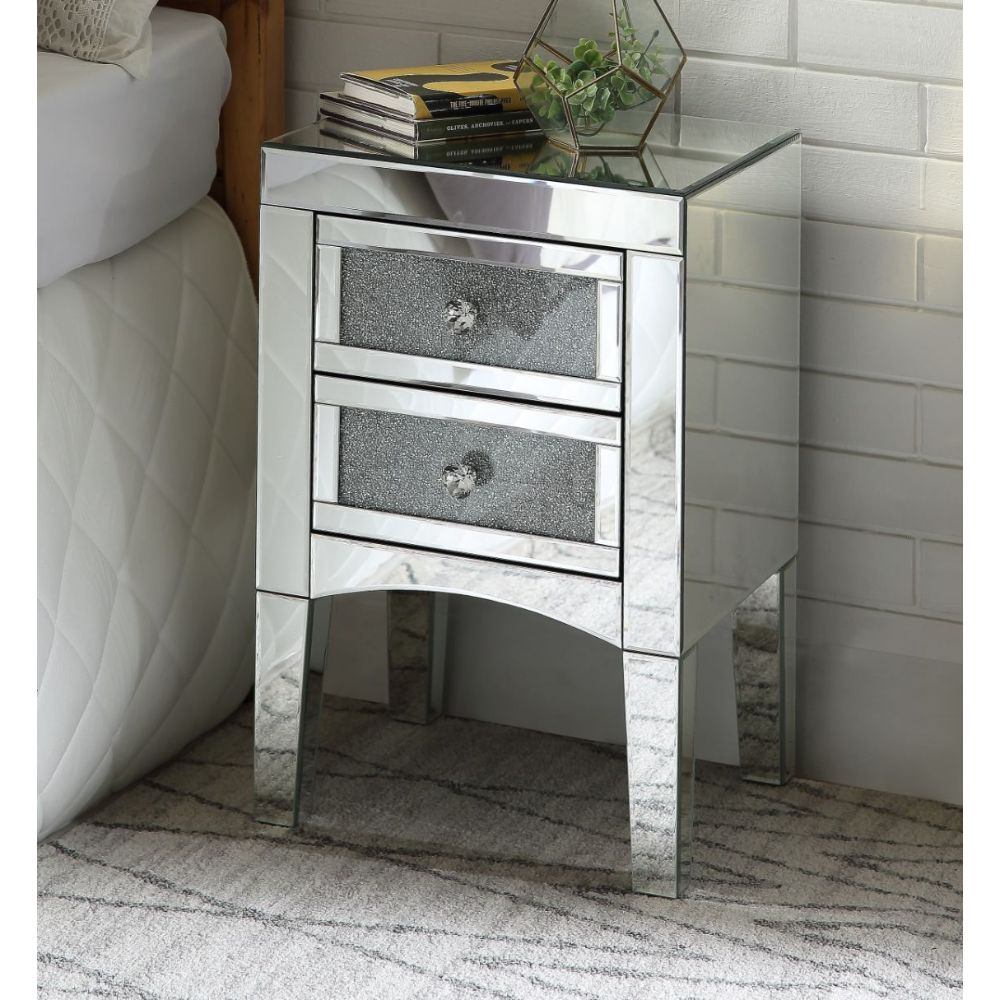 Nowles - Accent Table - Mirrored & Faux Stones - 24