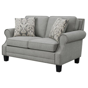 Sheldon - Upholstered Loveseat With Rolled Arms - Grey