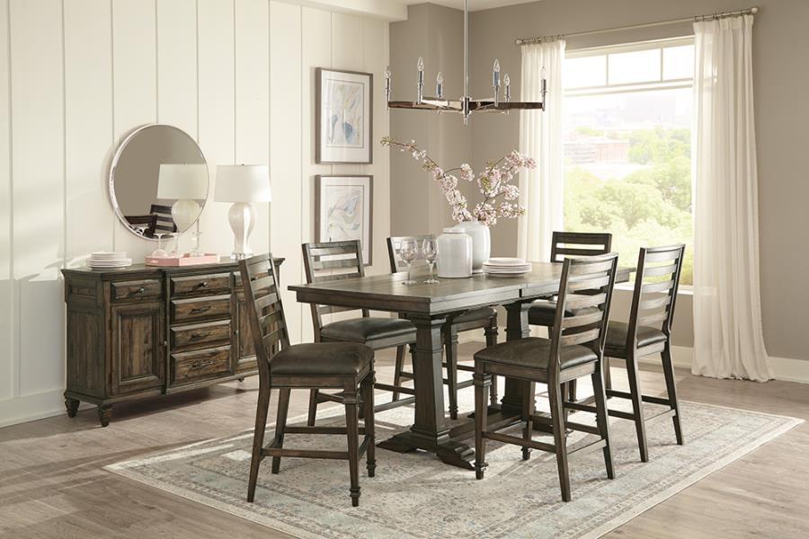 Avenue - 7-Piece Trestle Counter Dining Set - Vintage Dark Pine