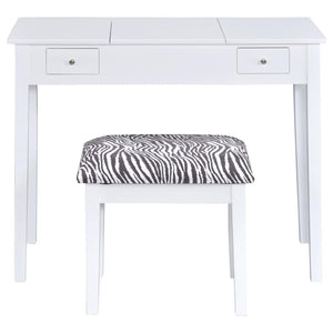 Seline - 2-Piece Vanity Set - White and Zebra