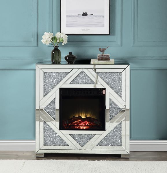 Noralie - Fireplace - Mirrored & Faux Diamonds - 38