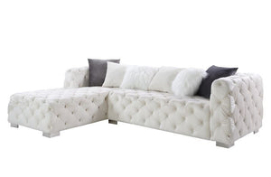 Qokmis - Sectional Sofa - Beige Velvet