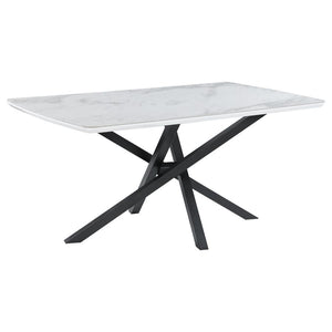 Paulita - Rectangular Dining Table - White And Gunmetal