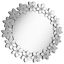 Cordelia - Round Floral Frame Wall Mirror - Silver