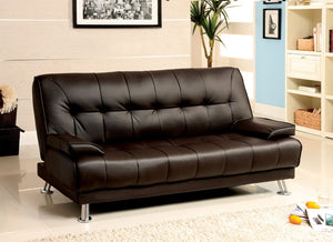 Beaumont - Leatherette Futon Sofa - Dark Brown