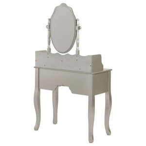 Sabrina - 2-Piece Vanity Set - Metallic Silver and White