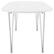 Heather - Oval Dining Table With Hairpin Legs - Matte White and Chrome