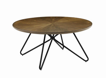 Brinnon - Round Coffee Table - Dark Brown And Black