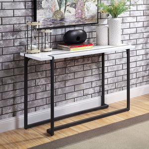 Izar - Sofa Table - White / Gun Metal